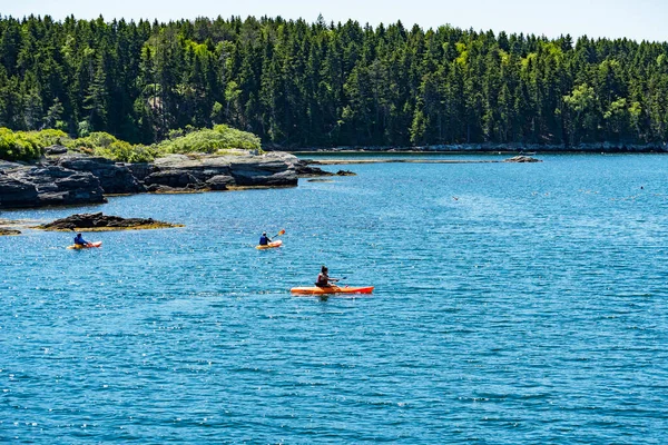 Veduta Del Porto Portland Baia Cacsco Con Canoe Nel Maine — Foto Stock