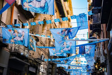 Napoli, İtalya, 18 Nisan 2023, Maradona 'dan 33 yıl sonra, şehir SerieA unvanı için coşkuyu kutluyor..