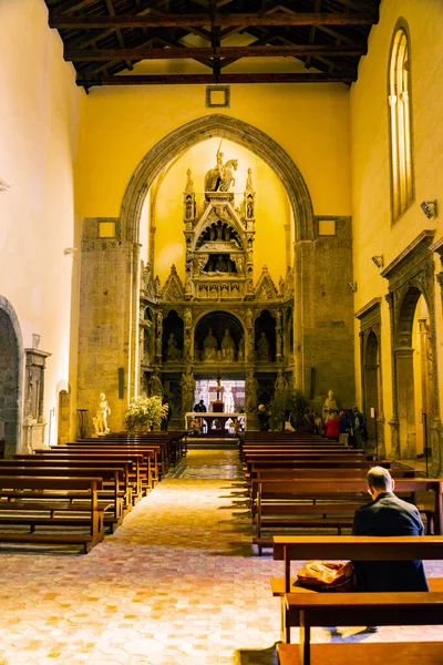 Napels Italië April 2023 Binnenkant Van 14E Eeuwse Kerk Van — Stockfoto