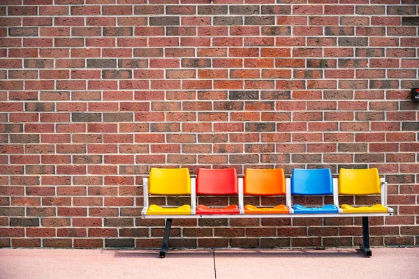 Colorful Bench Brick Wall New England United States America — Stock Photo, Image