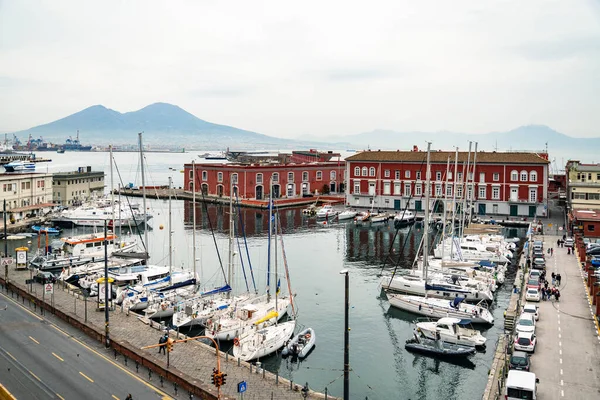 Napoli Talya Şubat 2023 Napoli Körfezi Nde Tekneleri Olan Talyan — Stok fotoğraf