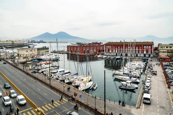 Neapel Italien Februari 2023 Italienska Kustbevakningens Högkvarter Med Båtar Neapelbukten — Stockfoto