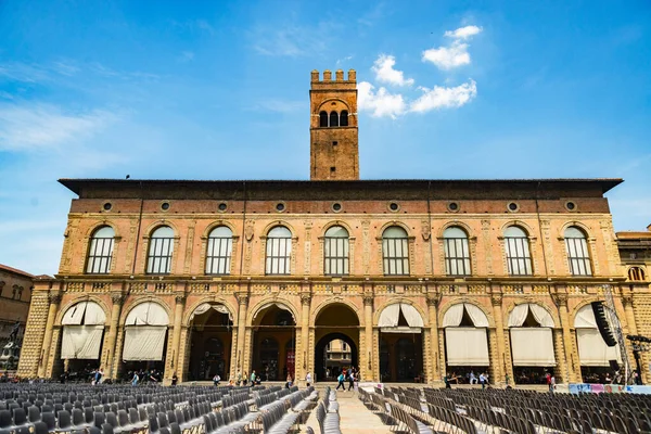Bolonha Itália Junho 2023 Palazzo Del Podesta Piazza Maggiore Bolonha — Fotografia de Stock