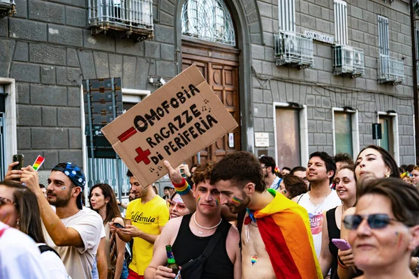 Neapel Italien Juli 2023 Några Deltagare Gay Pride Sammanför Varje — Stockfoto