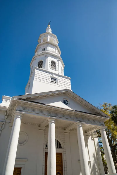 Una Vista Famosa Iglesia Episcopal San Miguel Centro Charleston Los — Foto de Stock
