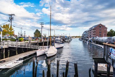 Portland ME - 7 Ekim 2015: Portland, Maine, ABD 'deki eski liman ve balıkçı tekneleri