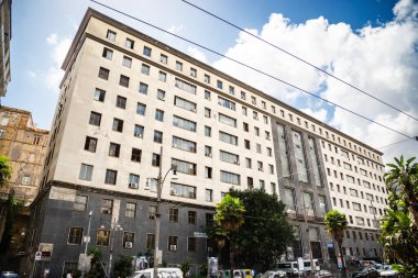 Napoli, İtalya, 6 Ağustos 2023: Okul cephesi, Istituto Comprenvo Alfonso Casanova Napoli, İtalya 'da Piazza Cavour yakınlarında.