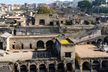 Vezüv Dağı eteğindeki antik Herculaneum şehrinin kalıntıları. Napoli, İtalya