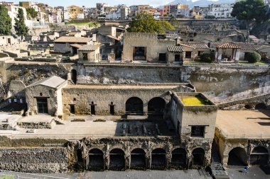 Vezüv Dağı eteğindeki antik Herculaneum şehrinin kalıntıları. Napoli, İtalya