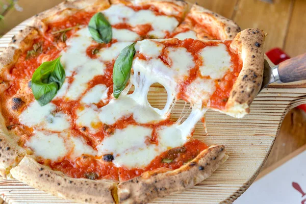 Fresh Tasty Italian Pizza Basil Cheese Royalty Free Stock Images