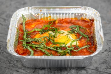 İtalyan lazanya çanağı yakın çekim görüntüsü 