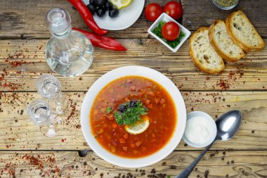 Domatesli geleneksel Ukrayna Çorbası