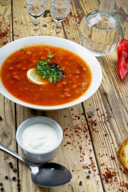 Domatesli geleneksel Ukrayna Çorbası