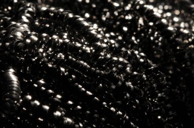 Makro bükülmüş spiral paslanmaz çelik talaşları arka plan