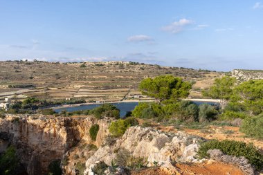 Panoramic view from one hill to another hill somewhere at St Paul Bay in Malta