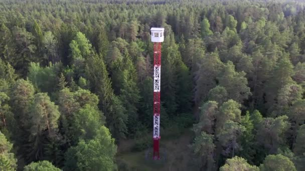 Wieża Pożarowa Między Lasami Gdzieś Litwie — Wideo stockowe