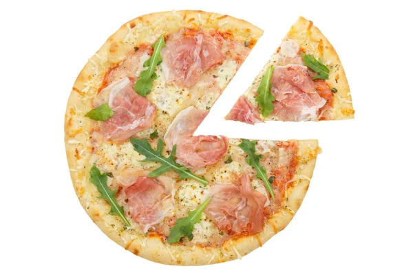 Ham Pizza Slice Prosciutto Diagram Chart Info Isolated White Background — Stockfoto