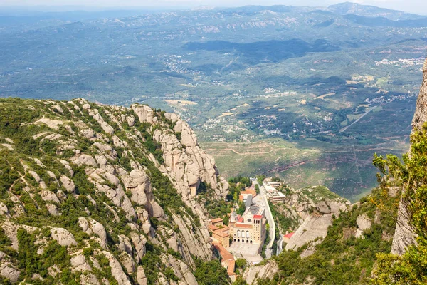 Montserrat Abbey Monastery Barcelona Spain Mountains Landscape Copyspace Copy Space — Stock Photo, Image