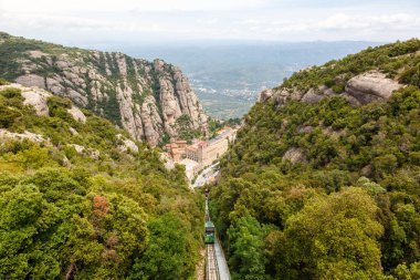 Montserrat Abbey Monastery landscape Barcelona Spain Catalonia cable car travel traveling view travelling