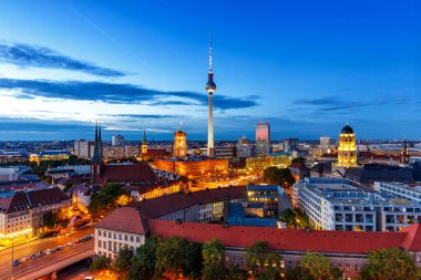 Berlin tv tower townhall at night Germany city twilight
