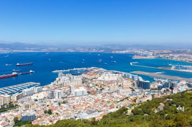 Gibraltar port Mediterranean Sea airport ships travel traveling town overview travelling