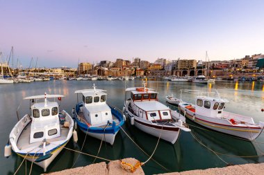 Crete Heraklion Greece port harbor boats twilight blue hour travelling