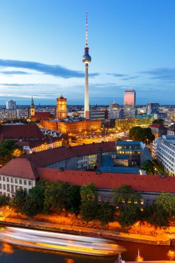 Berlin skyline tv tower townhall portrait format twilight Germany city evening