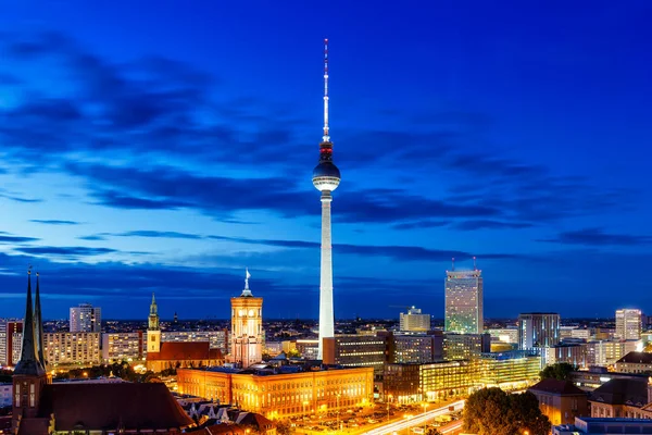 Berlin Tower Townhall Blue Hour Germany City Twilight — Stock Photo, Image