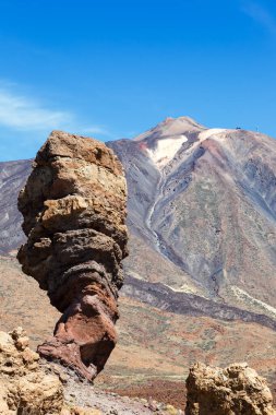 Tenerife adasındaki Teide volkanının zirvesi Kanarya Adaları portresi İspanya 'nın en yüksek dağına seyahat eder.