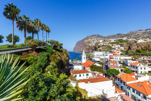 Uitzicht Stad Camara Lobos Met Kerkelijke Reizen Madeira Eiland Portugal — Stockfoto