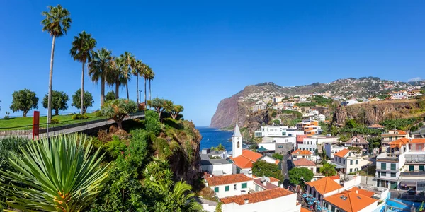 Uitzicht Stad Camara Lobos Met Kerkreispanorama Madeira Eiland Portugal — Stockfoto