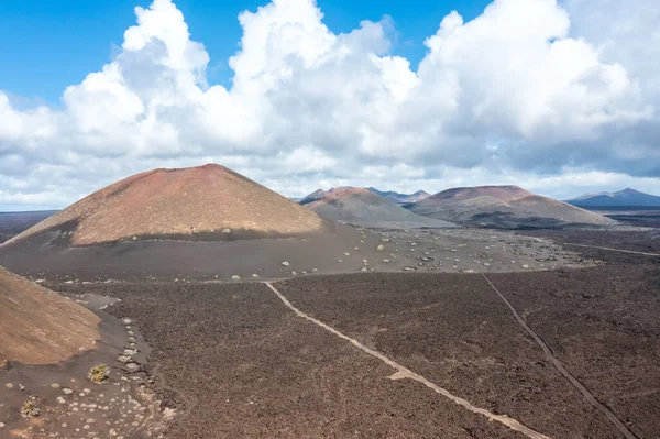 Vulkanen Timanfaya National Park Lanzarote Eiland Reizen Vanuit Lucht Uitzicht — Stockfoto