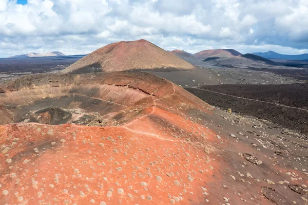 Vulkanen Timanfaya National Park Lanzarote Eiland Reizen Vanuit Lucht Uitzicht — Stockfoto