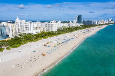 Miami Beach Florida 'nın hava manzaralı deniz seyahati Amerika Birleşik Devletleri