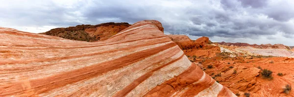 stock image Red sandstone rock formation Fire Wave inside Valley of Fire State Park panorama travel in Nevada in the United States