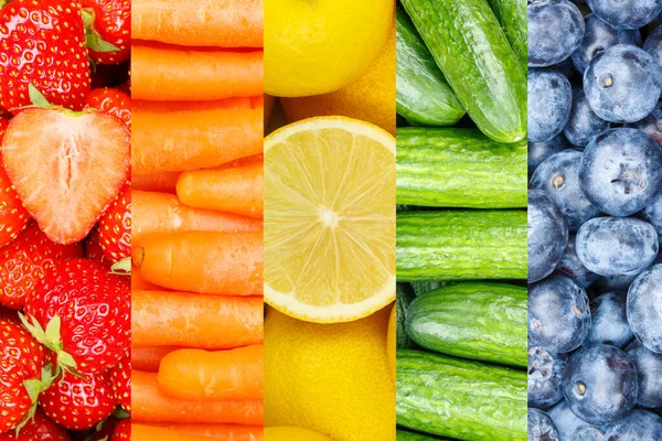 Frukt Och Grönsaker Bakgrund Insamling Färsk Frukt Med Bär Bakgrunder — Stockfoto