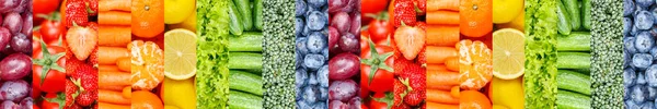 果物や野菜の背景のコレクションベリーの背景と新鮮な多くのフルーツレタスのバナー — ストック写真