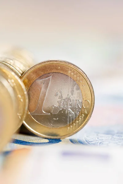 Een Euromunt Geld Besparen Betalen Betalen Financiën Met Copyspace Kopiëren — Stockfoto