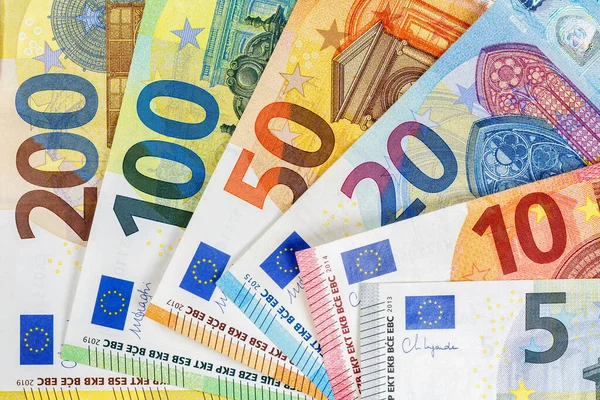 Euro Banknoten Schein Sparen Geld Hintergrund Zahlen Finanzen Banknoten Banknoten — Stockfoto