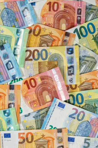 Notas Euro Factura Poupança Fundo Dinheiro Pagamento Finanças Formato Retrato — Fotografia de Stock