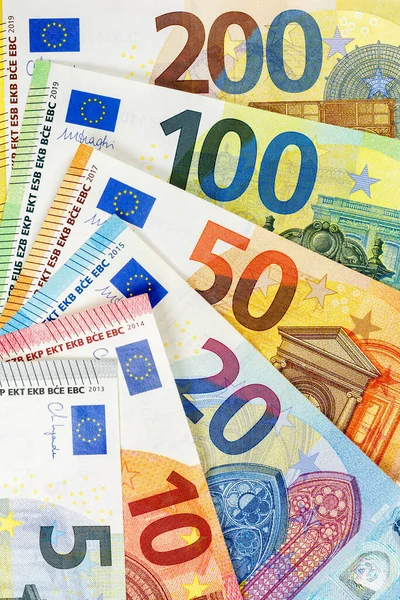Eurobankjegyek Számla Megtakarítás Pénz Háttér Fizetés Kifizetés Pénzügyek Bankjegyek Bankjegy — Stock Fotó