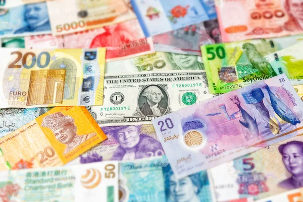 Pénz Bankjegyek Számla Euro Dollár Valuta Háttér Utazási Fizetés Kifizető — Stock Fotó