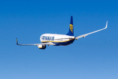 Funchal, Portekiz - 17 Eylül 2022 Ryanair Boeing 737-800 uçağı, FNC, Portekiz.
