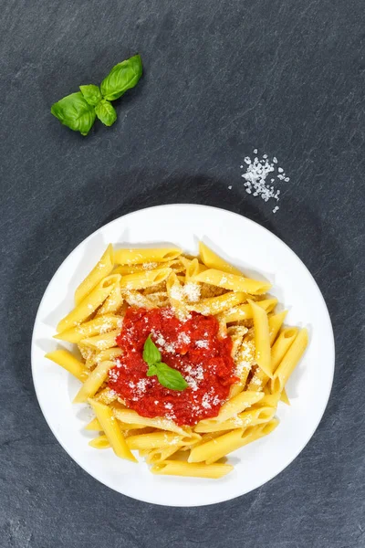Penne Rigatoni Rigate Pasta Top View Måltid Från Italien Äta — Stockfoto