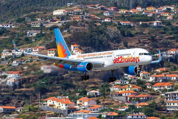 Funchal Portugal Setembro 2022 Jet2 Boeing 757 200 Avião Aeroporto — Fotografia de Stock