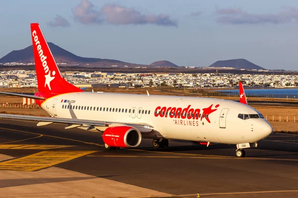 Lanzarote Spanien September 2022 Corendon Airlines Boeing 737 800 Flygplan — Stockfoto