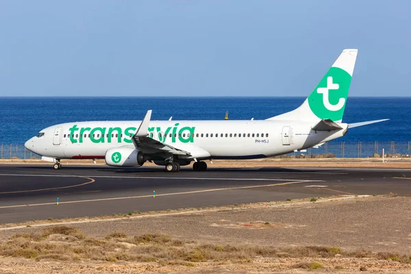 Lanzarote Spanje September 2022 Transavia Boeing 737 800 Vliegtuig Vliegveld — Stockfoto