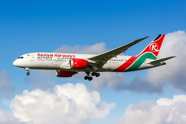 Amsterdã Holanda Outubro 2022 Kenya Airways Boeing 787 Dreamliner Airplane — Fotografia de Stock