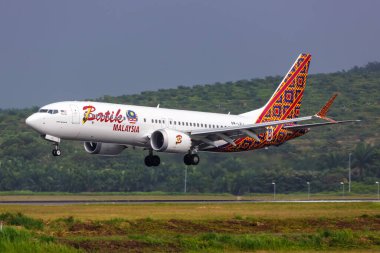 Kuala Lumpur, Malaysia - February 5, 2023 Batik Air Malaysia Boeing 737 MAX 8 airplane at Kuala Lumpur Airport (KUL) in Malaysia. clipart