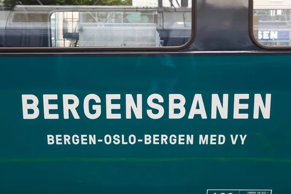 Берген Норвегия Августа 2022 Года Надпись Поезде Бергенской Линии Bergensbanen — стоковое фото